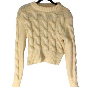 NWOT Shein Cream Cropped Cable Knit Sweater - Size M